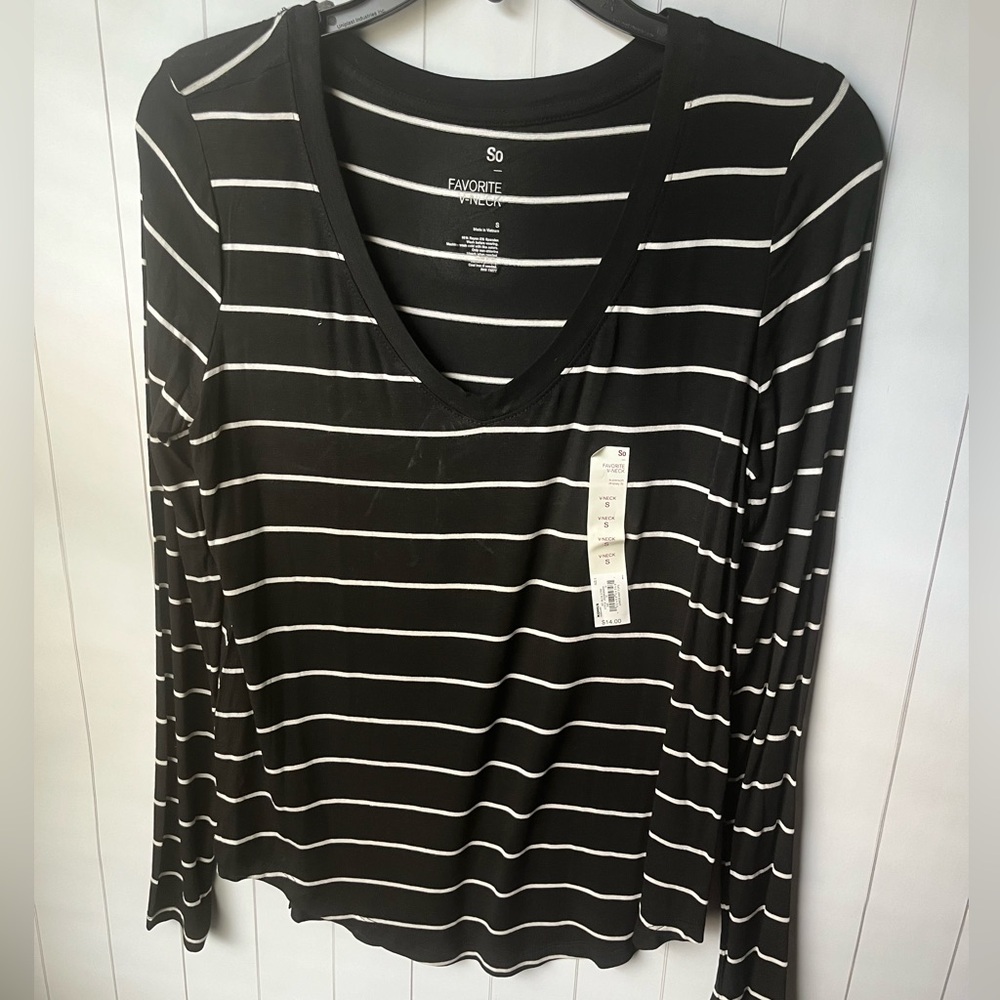 NWT Striped V-Neck Top